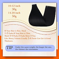 Full Shine Seamless Tape On Real Hair Extension Color 1 Jet Black Double Sided Tape In Hair Extensions Human Hair 12 Inch Short