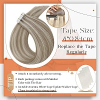 Full Shine Tape In Hair Extensions 12 Inch Remy Tape Hair Extensions 20Pcs 30G Highlight Color 18 Ash Blonde And 613 Blonde Exte