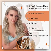 Full Shine Tape In Hair Extensions 12 Inch Remy Tape Hair Extensions 20Pcs 30G Highlight Color 18 Ash Blonde And 613 Blonde Exte