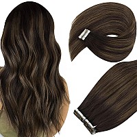 Ve Sunny Tape In Hair Extensions Brown Tape Ins Human Hair Extensions Dark Brown Mix Medium Brown Balayage Hair Extensions Tape