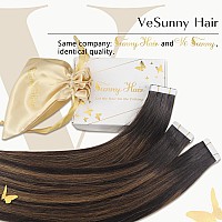 Ve Sunny Tape In Hair Extensions Brown Tape Ins Human Hair Extensions Dark Brown Mix Medium Brown Balayage Hair Extensions Tape