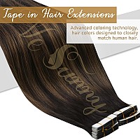 Ve Sunny Tape In Hair Extensions Brown Tape Ins Human Hair Extensions Dark Brown Mix Medium Brown Balayage Hair Extensions Tape