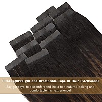 Ve Sunny Tape In Hair Extensions Brown Tape Ins Human Hair Extensions Dark Brown Mix Medium Brown Balayage Hair Extensions Tape