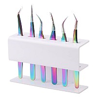 Lash Extension Supplies Tweezer Holder GEMERRY Tweezer Stand for Eyelash Extension Supplies Accessories Tools Plastic Display Storage 6 Pcs Tweezers Shelf Holder White