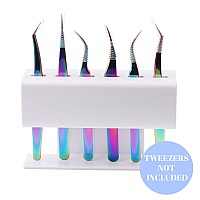 Lash Extension Supplies Tweezer Holder GEMERRY Tweezer Stand for Eyelash Extension Supplies Accessories Tools Plastic Display Storage 6 Pcs Tweezers Shelf Holder White