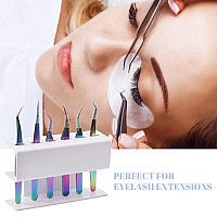 Lash Extension Supplies Tweezer Holder GEMERRY Tweezer Stand for Eyelash Extension Supplies Accessories Tools Plastic Display Storage 6 Pcs Tweezers Shelf Holder White