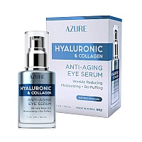 Azure Hyaluronic Collagen Anti Aging Eye Serum Moisturizing Replenishing Depuffing Reduces Wrinkles Fine Lines Unde