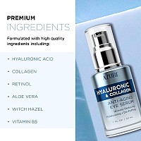 Azure Hyaluronic Collagen Anti Aging Eye Serum Moisturizing Replenishing Depuffing Reduces Wrinkles Fine Lines Unde