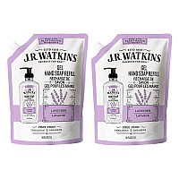 J.R. Watkins Gel Hand Soap Refill Pouch, Scented Liquid Hand Wash for Bathroom or Kitchen, USA Made and Cruelty Free, 34 fl oz, Lavender, 2 Pack