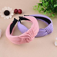 Siquk 18 Pieces Top Knot Headband Wide Turban Headband Cloth Cross Knot Headbands For Women