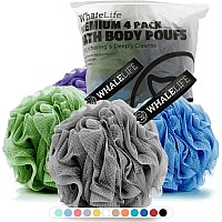 Loofah Sponge Bath Sponge For Women Men 4 Pack Gray Blue Green Purple