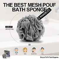 Loofah Sponge Bath Sponge For Women Men 4 Pack Gray Blue Green Purple