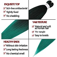 Prestretched Braiding Hair Extensions Ombre Black To Green 20 Inch 8 Packs Synthetic Crochet Braids Hot Water Setting Profes