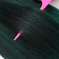 Prestretched Braiding Hair Extensions Ombre Black To Green 20 Inch 8 Packs Synthetic Crochet Braids Hot Water Setting Profes