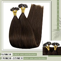 Runature U Tip Hair Extensions Real Human Hair Brown U Tip Human Hair Extensions Remy Human Hair Keratin U Tip Extensions Dark B