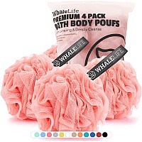 Loofah Sponge Bath Sponge For Women Men 4 Pack Pink