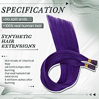 Runature Purple I Tip Hair Extensions Human Hair 22 Inch Purple Hair Extensions I Tip Extensions Human Hair Invisible Full Ends