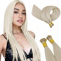 Runature I Tip Hair Extensions Human Hair Platinum Blonde Hair Extensions I Tip Extensions 18 Inch 50G 60 Strands Platinum Blond