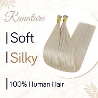 Runature I Tip Hair Extensions Human Hair Platinum Blonde Hair Extensions I Tip Extensions 18 Inch 50G 60 Strands Platinum Blond