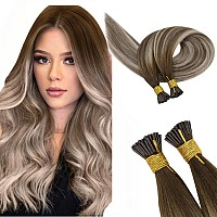 Runature I Tip Hair Extensions Human Hair Balayage Walnut Brown To Ash Brown Ombre Light Blonde Itip Human Hair Extensions Ombre