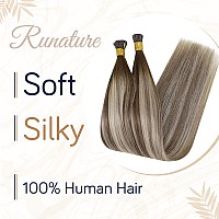 Runature I Tip Hair Extensions Human Hair Balayage Walnut Brown To Ash Brown Ombre Light Blonde Itip Human Hair Extensions Ombre