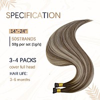 Runature I Tip Hair Extensions Human Hair Balayage Walnut Brown To Ash Brown Ombre Light Blonde Itip Human Hair Extensions Ombre