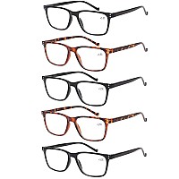 JOScHOO 5 Pack Reading glasses Men Women Spring Hinges comfortable glasses for Reading (3 Black 2 Tortoise, 30)