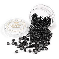 2 Bottles 200Pcs Beads Silicone Aluminium Micro Nano Rings 50X30X30 Mm Lined For I Tipnano Hair Extensions Tool Beads Blac