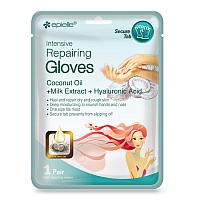 Epielle Intensive Repairing Hand Masks (Gloves-6pk) for Dry Hands Spa Masks Hand cream & lotion | Coconut Oil + Milk Extract + Hyaluronic Acid | Mother's Day Gifts | Teacher Appreciation