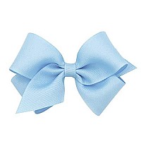 Wee Ones Girls' Classic Grosgrain Hair Bow on a WeeStay Clip with Plain Wrap, Small, Millennium Blue