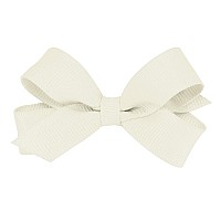 Wee Ones Girls' Classic Grosgrain Hair Bow on a WeeStay No-Slip Hair Clip with Plain Wrap, Tiny, Antique White