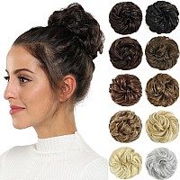 Rose Bud Messy Bun Hair Pieces For Women Hair Bun Extension Updo Curly Messy Bun Scrunchie Dark Grey