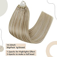 Easyouth Blonde Micro Link Hair Extensions Human Hair Micro Hair Extensions Honey Blonde Highlight Bleach Blonde Micro Loop Hair