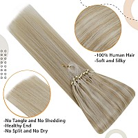 Easyouth Blonde Micro Link Hair Extensions Human Hair Micro Hair Extensions Honey Blonde Highlight Bleach Blonde Micro Loop Hair