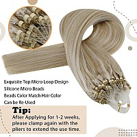 Easyouth Blonde Micro Link Hair Extensions Human Hair Micro Hair Extensions Honey Blonde Highlight Bleach Blonde Micro Loop Hair