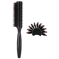 Natural Boar & Nylon Bristle Blow Drying Hair Brush -Semi Round, Professional Wooden Round Blowout Hairbrush for Styling Women&Men's Medium Wavy, Curly, Volume Hair