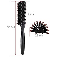 Natural Boar & Nylon Bristle Blow Drying Hair Brush -Semi Round, Professional Wooden Round Blowout Hairbrush for Styling Women&Men's Medium Wavy, Curly, Volume Hair