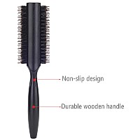 Natural Boar & Nylon Bristle Blow Drying Hair Brush -Semi Round, Professional Wooden Round Blowout Hairbrush for Styling Women&Men's Medium Wavy, Curly, Volume Hair