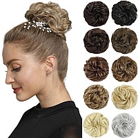 Rose Bud Messy Bun Hair Pieces For Women Hair Bun Extension Updo Curly Messy Bun Scrunchie Natural Black In Light Auburn