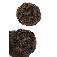 Rose Bud Messy Bun Hair Pieces For Women Hair Bun Extension Updo Curly Messy Bun Scrunchie Natural Black In Light Auburn