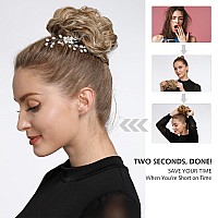 Rose Bud Messy Bun Hair Pieces For Women Hair Bun Extension Updo Curly Messy Bun Scrunchie Natural Black In Light Auburn