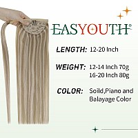 Easyouth Blonde Ponytail Extensions Human Hair Ash Blonde Highlighted Bleach Blonde Wrap Around Ponytail Hair Extension Human Ha