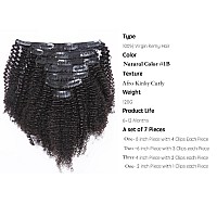 Caliee Afro Kinky Curly Clip In Hair Extensions For Black Women3C 4A Real Remy Human Hair Clip In Extensions Natural Black Colo