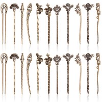 Duufin 22 Pieces Hair Sticks Vintage Chinese Hair Chopstick Retro Hair Fork for Women (Bronze)