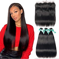 Beauhair Straight 3 Bundles With Frontal 24 24 2420 Frontal 13X4 Ear To Ear Lace Frontal With Bundles Unprocessed Virgin Huma