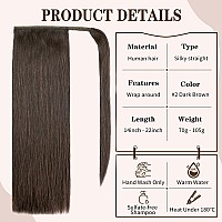 18 Human Hair Ponytail Extension 85G 2 Dark Brown 100 Remy Human Hair Wrap Around Long Ponytail Clip In Hair Extensions Strai