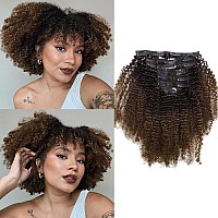 Caliee Curly Hair Extension Clip In Human Hair For Black Womenkinky Curly Clip Ins 3C 4A Natural Black Clip In Hair Dark Brown