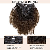 Caliee Curly Hair Extension Clip In Human Hair For Black Womenkinky Curly Clip Ins 3C 4A Natural Black Clip In Hair Dark Brown