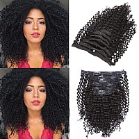 Caliee Natural Looking Real Human Hair Kinky Curly Clip Ins Extensions For African American Black Women 18 Inch 7 Pcs120 Gram