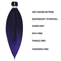 MSBELLE 26inch Pre Stretched Braiding Hair 6 Packs/lot Prestretched Braiding Hair Extensions 100g/Pack Pre Streteched Ombre Hot Water Setting Braids Hair Black to Purple(26inch Black to Purple)